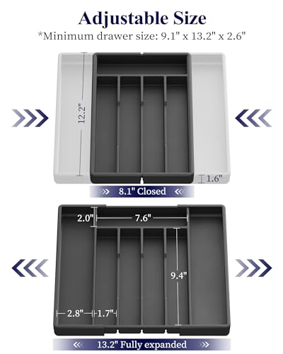 image for Kitsure Silverware Organizer for Drawers - Expandable Cutlery and Uten