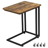 Yaheetech Table de Chevet Bout de Canapé à roulettes avec Freins Petite Desserte Roulant Table à Café Industrielle 50 x 35 x 59,5 cm Salon Chambre Couloir Bureau Petit Espace Montage Facile
