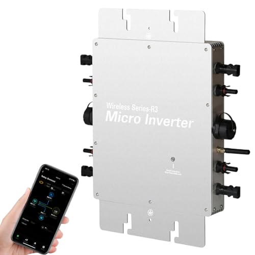 Fablestoryem - Fablestoryem 1600W MPPT Micro Grid Tie Inverter with WiFi, DC22-60V to AC120-230V, Solar Grid Tie Microinverter,with AC Data Monitoring Display Screen,Waterproof IP65,Home Solar Energy Converter