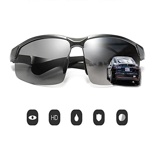 Polarized Photochromic Lens Sunglasses Driving Photosensitive Sunglasses For Men, Gun 1, Large #TOP4