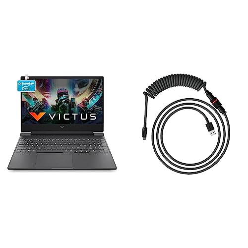 Image of HP Victus Gaming 12th Gen Intel Core i7 12650H 15.6 inch(39.6 cm) FHD Gaming Laptop & HyperX USB-C Coiled Cable Gray-Black