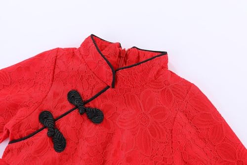 LittleSpring Girls Long Sleeve Qipao Dress Festive Cheongsam Chinese New Year Dresses3