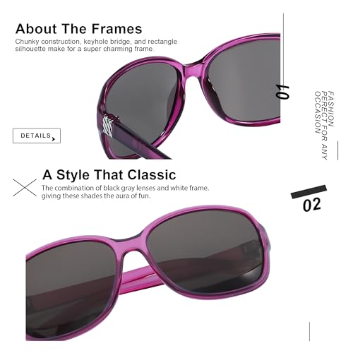 Image of SIPHEW Polarized Sunglasses for Women | Vintage Square Sunglasses w UV400 Protection | Womens Wraparound Shade