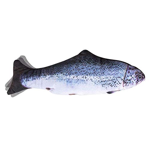 QINUKER Electric Moving Plush Fish Cat Toy, 11 QINUKER Electric Moving Plush Fish Cat Toy, 11