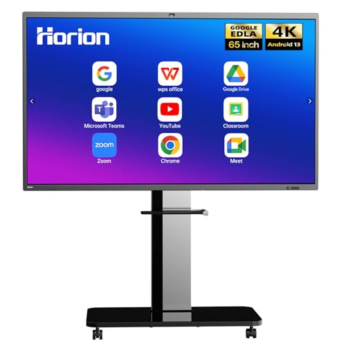 65 Inch 4K Smart Board - Google EDLA-Certified Interactive Whiteboard, 50-Point Touch, Wireless Casting - Digital Whiteboard for Classroom & Office & Home,300+ Free Apps(Board & Wall Mount Only)