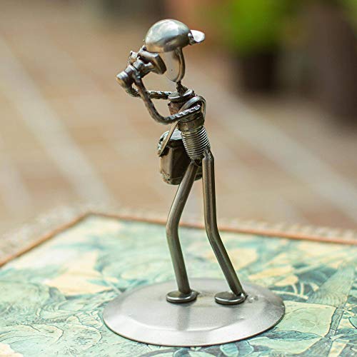 Novica ' Rustic Photographer' Upcycled Auto Part Sculpture, Metallic #TOP4