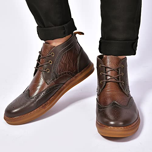 Image of Arkbird Men's Casual Leather Chukka Boots, Mid-Top Sneaker Boots for Men, Khaki, Size 11.5