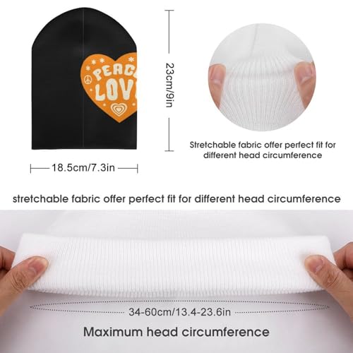 Peace Sign Love Kids Beanie Hat for for Girls Boys Children Cap Winter Knitted Chemo Cancer Headwear Accessories Gifts Decoration Black2