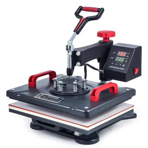 CREWORKS 12x15 Heat Press Machine, 360 Degree Swing Away Shirt Printing Machine with Digital Control, 30x38cm Multipurpose Shirt Press Machine with Dual Heating Tubes for Pillow Case Mouse Pad Bag