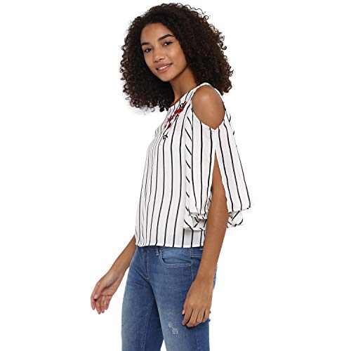 Image of Harpa Boat Neck Vertical Stripes Top