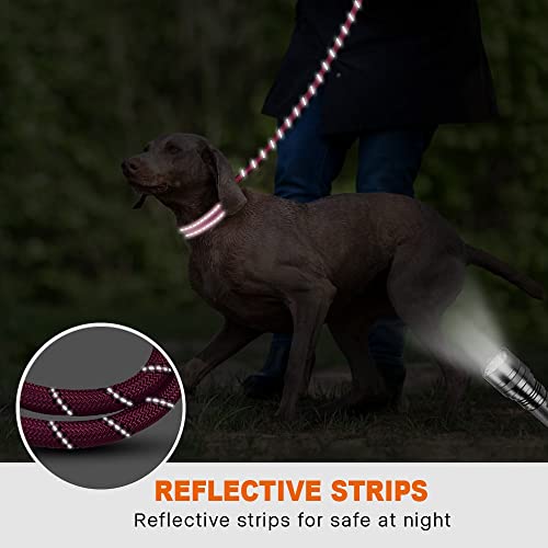 Taglory Rope Dog Leash 6 FT with Comfortable Padded Handle, Highly Reflective Threads Leash and Anti-Tangle Clip for Walking Medium Large Dogs, 1/2 inch, Hotpink - Image 6
