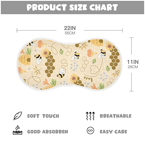 Cute Bee Flower Honeycomb Muslin Burp Cloths for Baby 1 Pack 100% Cotton Baby Washcloths Bibs for Boy Girl2