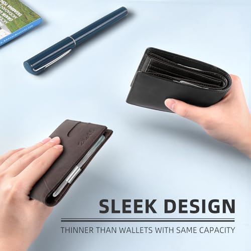 Image of Zitahli Slim Wallet for Men,RFID Blocking Leather Bifold with Money Clip | Minimalist Front Pocket Design, Holds 12 Cards, RFID Protection, Gifts for Men on Birthdays, Father's Day, and Christmas
