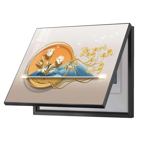 WBBML Electricity Meter Box Hanging Painting Distribution Box Decorative Cover Upward Flap to Open Electric Meter Box with Lid Shop(B,50x70cm)