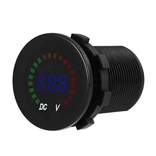 Image of Black Waterproof 12V Car Tester DC Voltmeter Color LED Digital Display Volt Meter Voltage Meter Scale Gauge Battery Tester for Marine Car Motorcycle Truck Boat RV