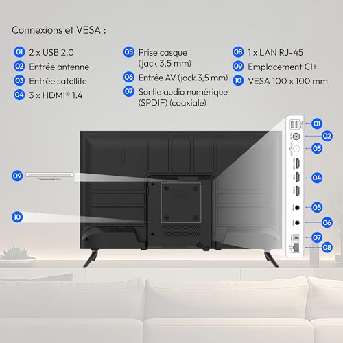 Téléviseur Full Hd Medion 80 Cm 32 Pouces smart Tv Vidaa Store Prime Video Disney+ Dazn Paramount+ Hbbtv … - vue 6