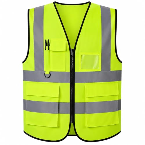 Image of Hi Vis Vests for Women Men High Visibility Reflective Safety Vests Breathable With Pocket Zipper for Build Oudoor Work Meet ANSI/ISEA Standard