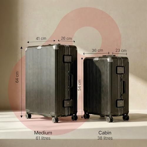 Image of Vertica Hard PC Luggage, Set of 2, Cabin & Medium Size, 100% Polycarbonate, Lightweight and Durable, Silent Wheels, Anti-Theft with Aluminium Frame, and 2 TSA Approved Locks, Midnight Noir