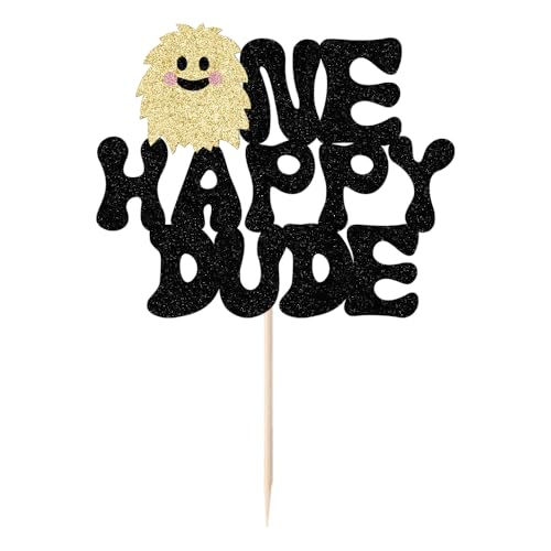Dcokska One Happy Dude Cake Topper, Baby 1st Birthday ，Baby Shower Party,Boy 1st Birthday Decoration