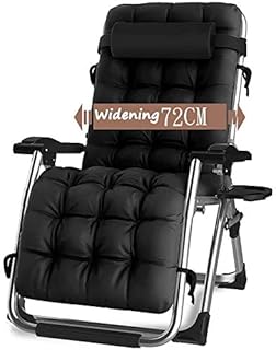 HZH Cadeiras de gramado de pátio reclináveis para pessoas pesadas Zero Gravity Outdoor Garden Beach Deck Espreguiçadeira Suporte 180-200kg (Cor: Preto)