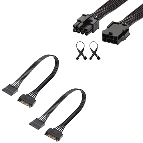 Cable Extensor de Alimentación 15 Pin SATA y PCIe 8 Pin, 4 unidades