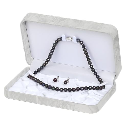 あこや真珠 ネックレス 黒真珠 7.0-7.5mm 保証書付 アコヤ真珠 パール イヤリング 2点セット アクセサリー