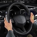 Sports Leather Steering Wheel Cover for Sports Fans Car Accessories, Universal Size fit for 14-15 Inch All Vehicle Steering Wheel Cover (B)