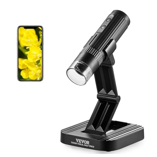 VEVOR Wireless Digital Microscope 50X-1000X 1080P HD WiFi Portable Handheld Mini Coin Microscope with Adjustable Stand USB Microscope Camera Magnifier Compatible with iPhone iPad Android Phone & PC