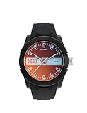 Diesel Tutti i sessi, doppio orologio da polso, leggero nylon e silicone al quarzo, Nero iridescente, misura unica, Double Up DZ1982 - Orologio da polso con tre lancette, in nylon