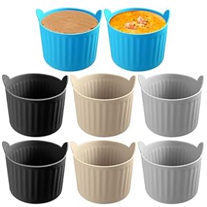 8 Pcs Air Fryer Baking Ramekins Premium Food-Grade Silicone Mold Cups Non-Stick Air Fryer Accessories Air Fryer Egg Molds for Eggs, Cupcakes, Muffins, Puddings, Tarts, Custards
