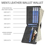 KEYRI 1 PCS Leather Wallets Mens Slim Wallet with Card Holder Banknote Compartments and Coin Pocket Black Wallets for Work Business or Travel Minimalist Purses for Men UK (Black) - Image 4