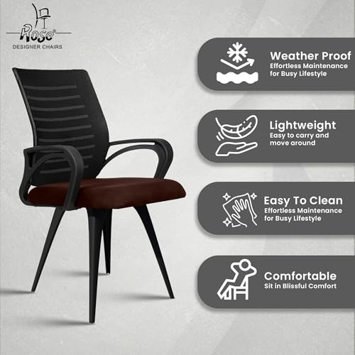 Image of ROSE Elite | 3 Years Brand Warranty | Ergonomic Office Chair, Study, WFH, Revolving, Rolling, Desk, Task, Laptop, Student Chair (Brown Seat & Black Back, Elite MB Reception)