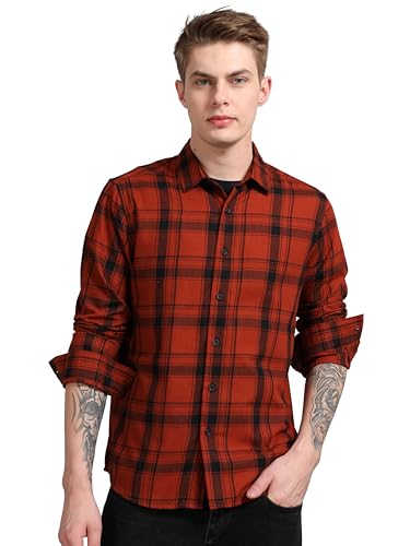 Image of StitchX Men's Full Sleeve Checkered Casual Spread Collar Cotton Shirt