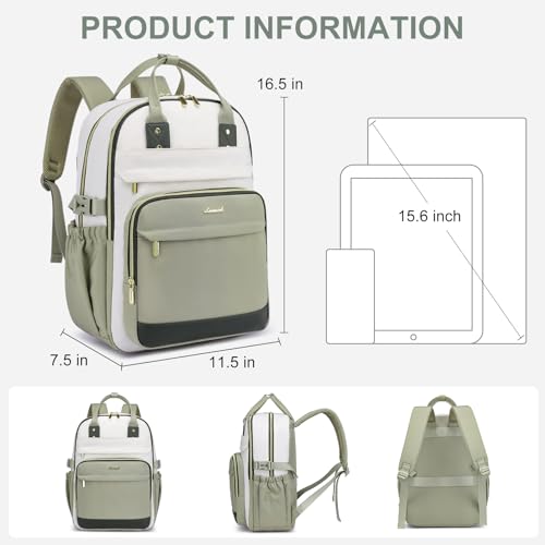 Mochila para portátil mujer 15.6 pulg beige verde miniatura 4