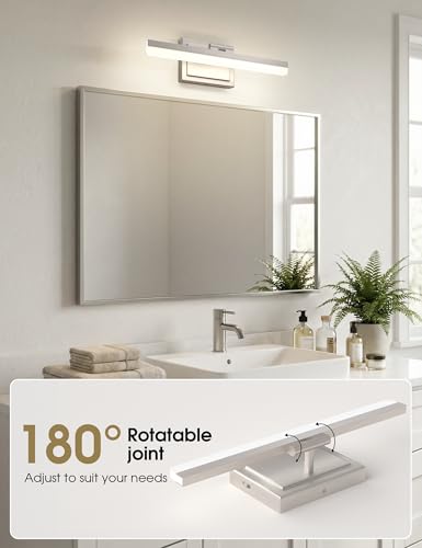 Image of VOLISUN Modern Bathroom Vanity Light 15.7 inch, Rotatable, 20W Dimmable 5CCT Led Bathroom Light Fixture Over Mirror, Brushed Nickel Bar Vanity Light for Bathrooms Mirror Restroom-ETL Certificated