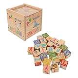 FIXOSHEE Blocchi Educativi in Legno Abc e Numeri per Bambine Colorati Gioco Montessori Prescolare Sicuro con Bordi Arrotondati per Apprendimento Cognitivo e Divertimento Familiare