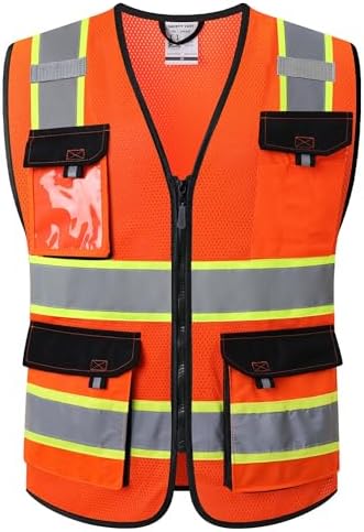 JKSafety Safety Vest for Men Women Hi Vis Reflective Vest JK220 O...