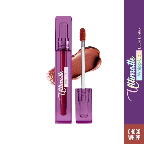 Image of Blue Heaven Ultimatte Whipp Lip Liquid Lipstick Waterproof Infused with Cocoa Butter & Rosehip Oil | Hydrating | Airy Mousse Texture | Soft Matte Finish | Intensely Pigmented | Choco Whipp | 3 ML