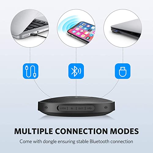 Image of EMEET Bluetooth Speakerphone M2 Black Conference Speaker for 5-8 People Business Conference 360º Voice Pickup 4 AI Microphone Self-Adaptive Conference Call Speaker Skype USB Speakerphone