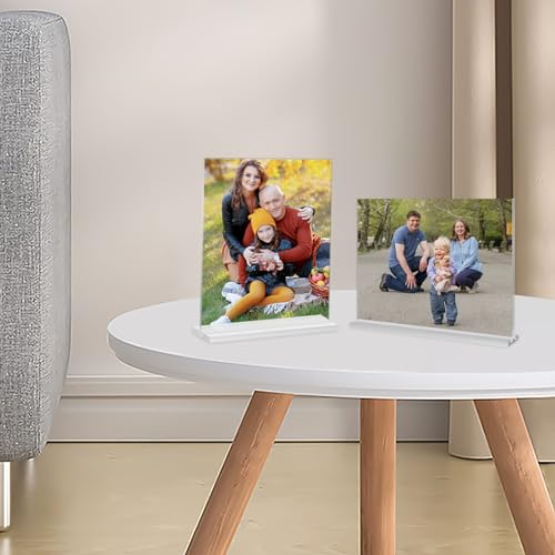Douildhaiy Acrylic Picture Frame 4x6 inches, 4 Pack Clear Plastic Picture Frames Holder Standing,Double Sided Picture Desktop Display for Photo Home Office - Horizontal by Douildhaiy - Used condition - Image 6