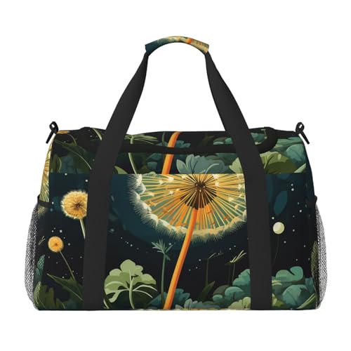 Travel Duffel Bag Lightweight Waterproof Carry On Tote Bag Foldable Weekender Overnight Bags Dandelions At Night Sport Gym Bag For Women Men