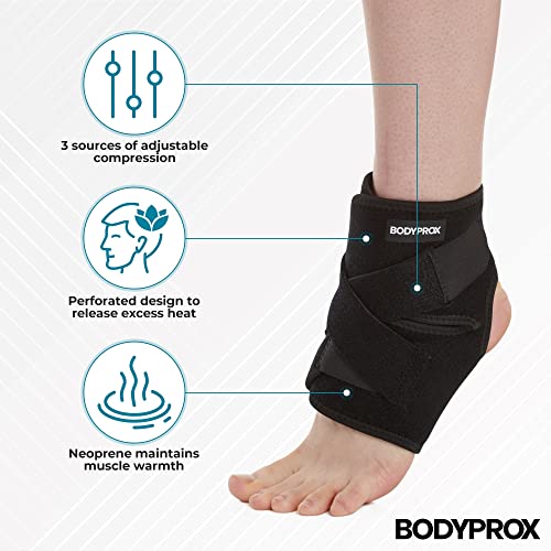 Bodyprox Adjustable Neoprene Ankle Support Brace - Breathable Sleeve