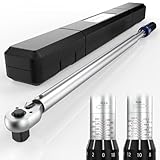 NEBICALS 3/4'' Inch Drive Torque Wrench 100-400 Ft Lb / 135-542 N.M / 29.1'' Length/Heavy Duty/Professional/Dual Direction/Alloy Aluminum Handle/Cr-Mo Head/Solid Storage Case