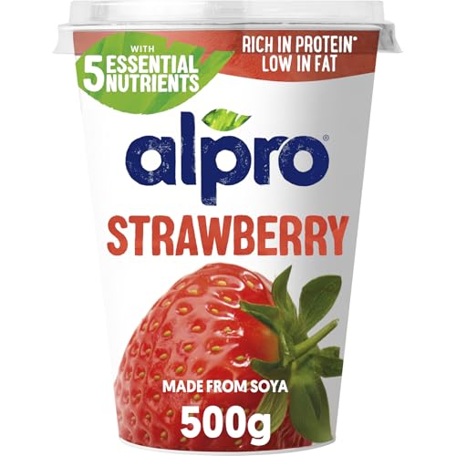 Alpro Strawberry Plant-Based & Soya Yoghurt Alternative Vegan & Dairy Free Big Pot 500g
