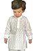 Flawnt Chikan Embroidery White Cotton Kurta Set for toddler boys (Geometric, 2T)