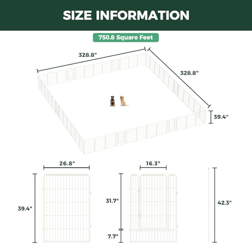 Image of FXW Rollick Unleashed Dog Playpen for Indoor, Yard, RV Camping, 40 inch 48 Panels for Medium and Large Dogs, White│Patented