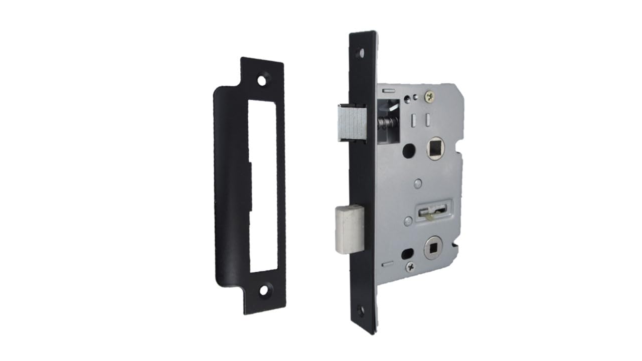 Haven Heritage Silver Mortice Lock Sashlock Bathroom Locks 2.5" Bolt Through Reversable Bath Door (Black, 64Mm (2.5 Inch)