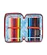 Seven Federmäppchen, Mäppchen, mehrfarbig, Federtasche für Schreibwaren, Etui komplett mit Bleistiften, Filzstiften, Schulmaterial, mit 3 Fächern, Mädchen, Schule - Grundschule, XXL blau rot
