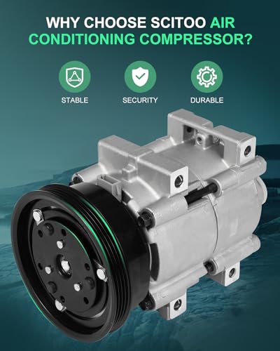 Image of SCITOO AC Compressor fit for Mercury Villager 3.0L 1993-1998 | Fast Cooling, Ultra Low Noise (≤72 dB)Air Conditioner Compressor with Clutch, Easy Installation, 154784 667877 58139 6511451