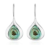 925 Sterling Silver Abalone Shell Teardrop Minimalist Nature Inspired Pear Shape Drop Earrings